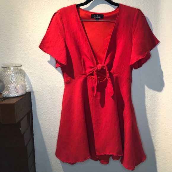 Lulus Dresses & Skirts - Lulus Sea Day Bright Red Tie Front Dress Size L